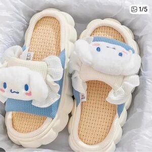 Cinnamoroll Sanrio Platform Linen Slippers – Kawaii Chunky Cloud Slides size 6-7